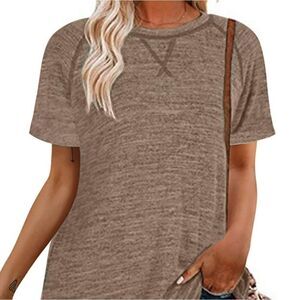 NWOT TEMOFON Women Tops Summer Short Sleeve Shirts Loose Tunic Top Size M